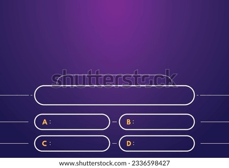 Question and answers template. Quiz game in tv. Gradient background of blue and pink color. Four answers for knowledge exam.