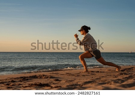 Similar – Image, Stock Photo Woman at beach Movement