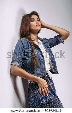 fashion female model posing on light background