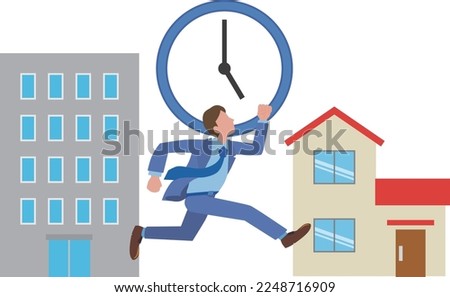 Illustration of a male office worker leaving on time