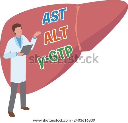 Image illustration of liver function test and medical personnel