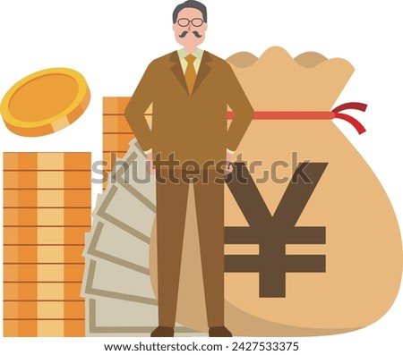 Illustration of rich people and Japanese yen