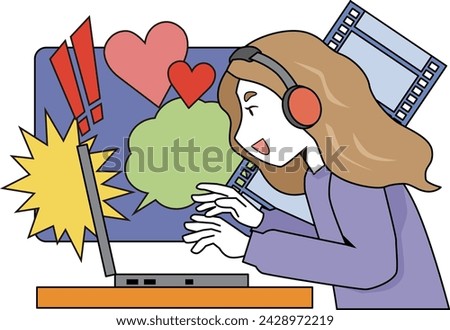 Illustration of a woman enjoying movies and videos