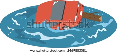 Illustration of a car flooded by flooding