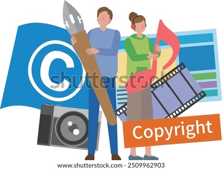 Copyright and creator male and female illustration