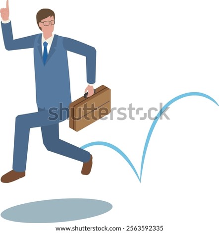 Illustration of a skipping businessman