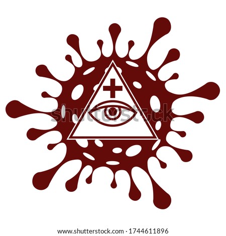 New normal world order conspiracy theory, illuminati and freemasonry symbol with abstract covid19 background logo vector design