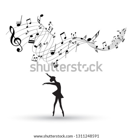 music note with dancer,belly dancer vector illustration design.