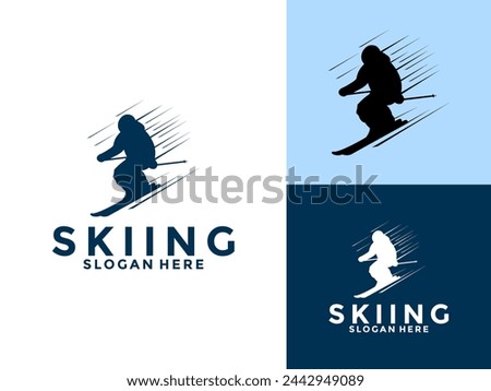 skiing and winter Sports logo vector template, snowboard or ski logo design inspiration