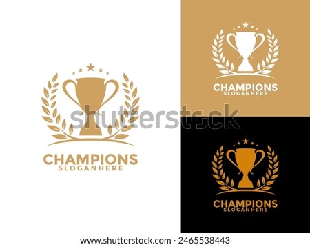 Trophy with start logo icon design template flat vector illustration, Award Winner logo design template