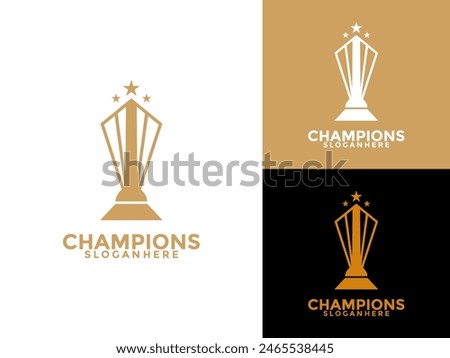 Trophy with start logo icon design template flat vector illustration, Award Winner logo design template