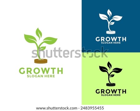 Finance invest logo icon. Dollar plant grow symbol. Growing seed Investment logo design template