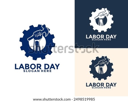 Labor Day Logo vector, Construction, worker logo design template, illustration, poster, flyer, greeting card