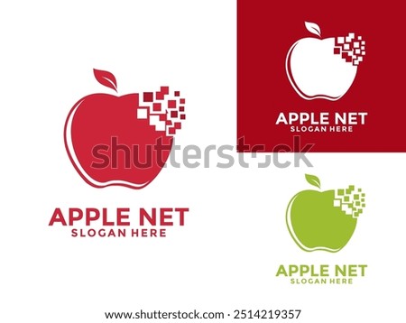 Apple Network Logo design vector, Digital Apple logo icon template