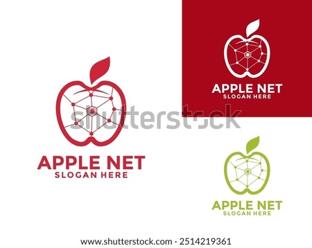 Apple Network Logo design vector, Digital Apple logo icon template