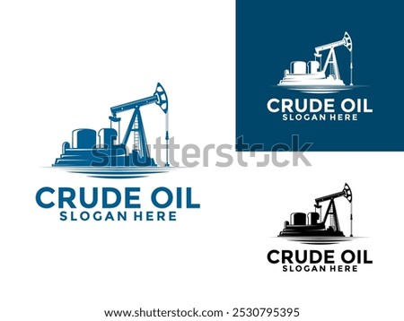 Crude Oil Mining Pump Machine Logo design, Mining Oil And Gas Drilling Industry Logo Vector Template