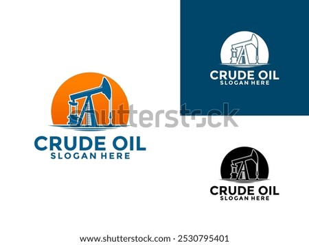 Crude Oil Mining Pump Machine Logo design, Mining Oil And Gas Drilling Industry Logo Vector Template