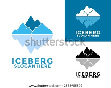 Iceberg logo design, Antarctic Cold Mountain Iceberg Logo Design, Iceberg Logo Icon Simple Vector Template