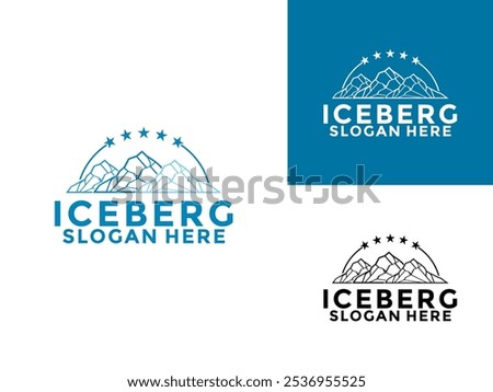 Modern Iceberg logo design, Antarctic Cold Mountain Iceberg Logo Design, Iceberg Line Logo Icon Vector Template