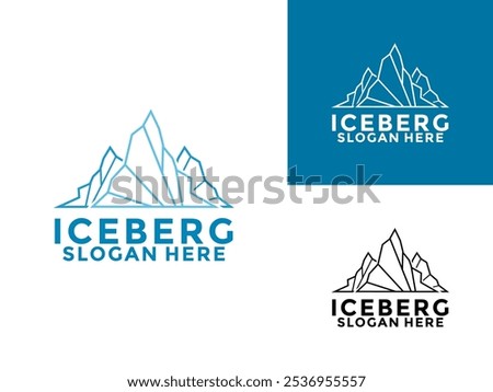 Modern Iceberg logo design, Antarctic Cold Mountain Iceberg Logo Design, Iceberg Line Logo Icon Vector Template