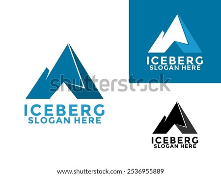 Iceberg logo design, Antarctic Cold Mountain Iceberg Logo Design, Iceberg Logo Icon Simple Vector Template