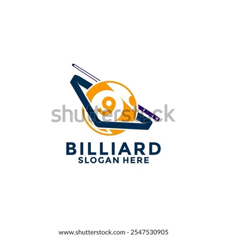 Billiard logo design vector template, Billiard Ball number 9 and triangle logo design