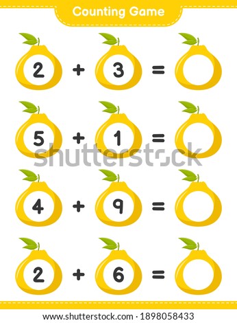 Counting game, count the number of Ugli and write the result. Educational children game, printable worksheet, vector illustration