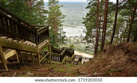 Stairs leading to the beach. Location: Europe, Poland, Wolinski park narodowy, Miedzyzdroje, Kawcza Gora Zdjęcia stock © 