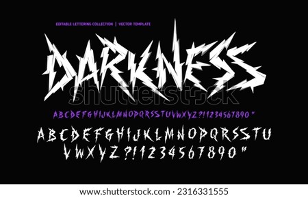 Darkness - Dark Lettering tattoo vector type font with thorns. Y2k Trendy type font for Grunge Punk Rock and Dead Rock design. Scary tattoo font 2000s concept. Rock n Roll style lettering