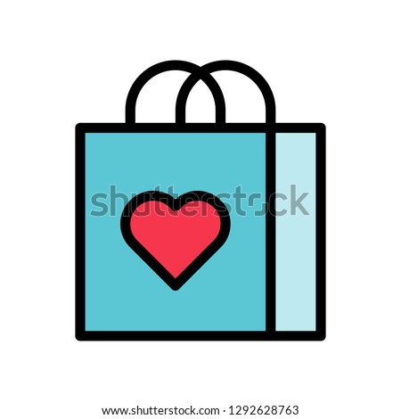 Shopping bag vector, Valentine and love related filled outline style icon