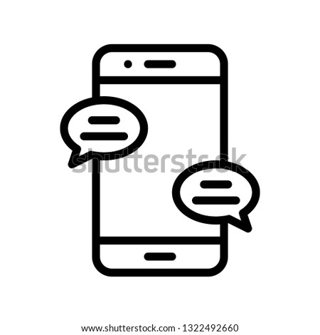Mobile phone with speech bubble vector, Social media line design icon