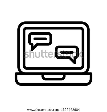 Laptop with chat box vector, Social media line design icon