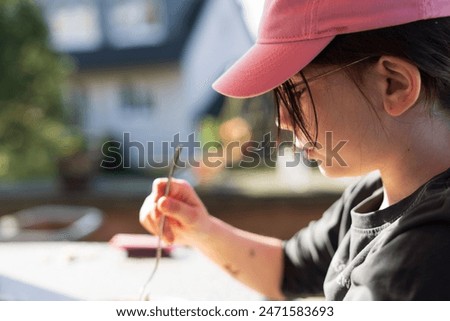 Similar – Image, Stock Photo Anticipation grows: terrace with tables, seating and a kettle grill is prepared for invited guests