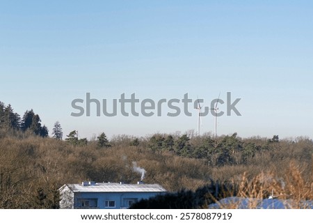 Similar – Image, Stock Photo huge wind turbine from frog perspective in front of blue sky