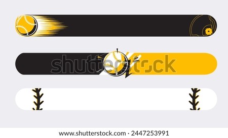 Set of lower third or sport banner design with baseball template isolated on white background.