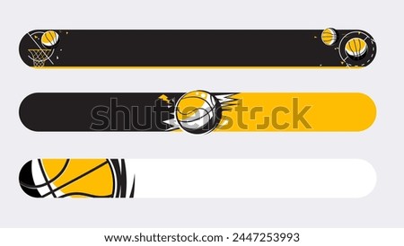 Set of lower third or sport banner design with basketball template isolated on white background.