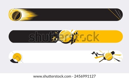 Set of lower third or sport banner design with cricket template isolated on white background.