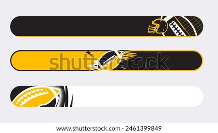 Set of lower third or sport banner design with American football template isolated on white background.