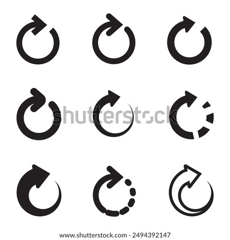 Set of refresh icons isolated on white background. Collection reload sign symbol