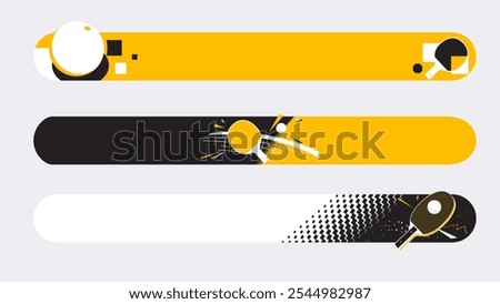 Set of lower third or sport banner design with table tennis template isolated on white background.
