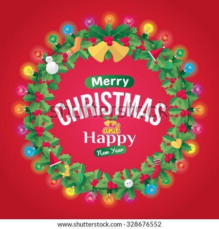 Merry Christmas And Happy New Year Greeting Card/Poster. Vector