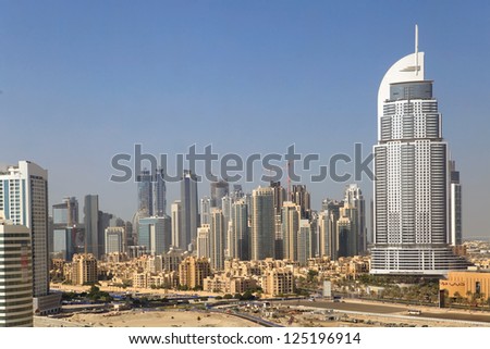 DUBAI, UAE - OCTOBER 23: Address Hotel, Downtown on October 23, 2012 in Dubai, UAE The hotel is 63 stories high and feature 196 lavish rooms and 626 serviced residences