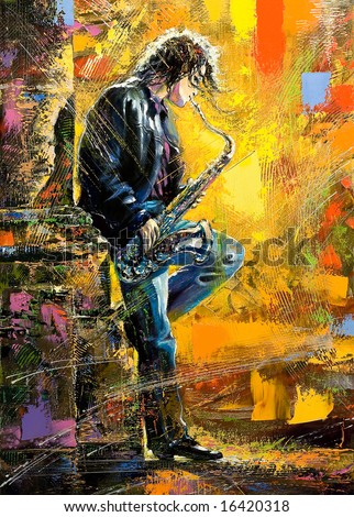 The young guy playing a saxophone