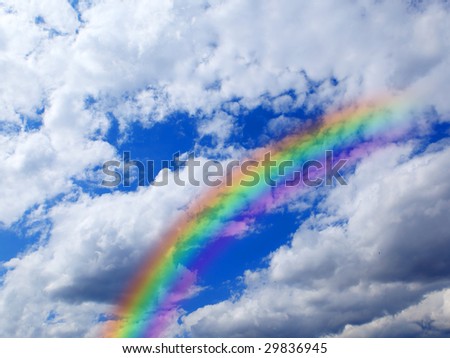 Rainbow in the sky against beautiful clouds