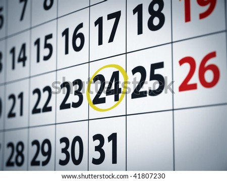 A date circled on a calendar with yellow ink.