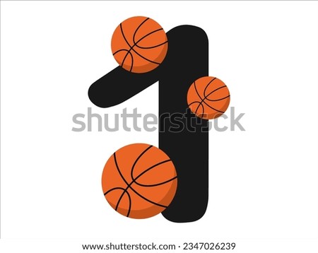 Basketball alphabet sport number 1 illustration