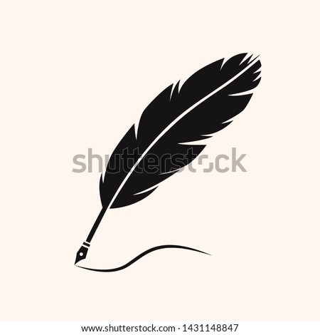 feather quill pen silhouette vector illustration symbol