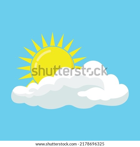 Sun behind cloud vector. sun comes out from the cloud illustration