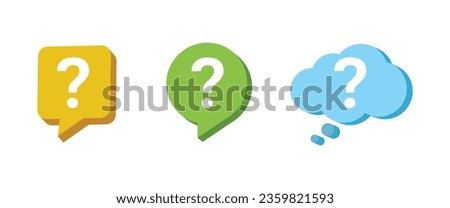 3d Speech Bubble Shapes Set with question mark signs. Vector illustration