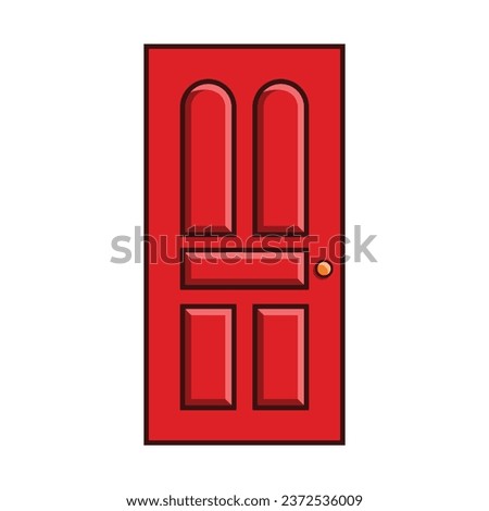 Red door illustration vector.  Modern, elegant doors for houses and buildings in flat design style .
